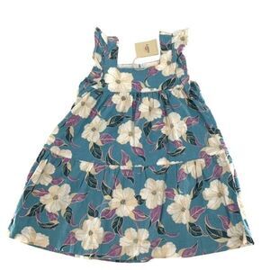 NWT Faherty Blue Floral Print Hawaiian Tropical Tiered Hilo Dress Size 6